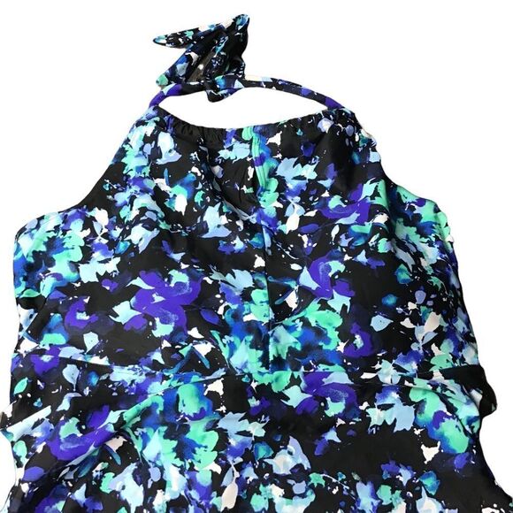 Speedo Blue Floral Halter Bathing Suit - Picture 4 of 10